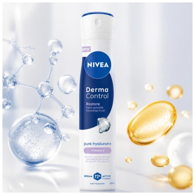 Nivea Derma Controle Restore Deodorant Antiperspirant za občutljivo kožo 72H Spray 200 ml