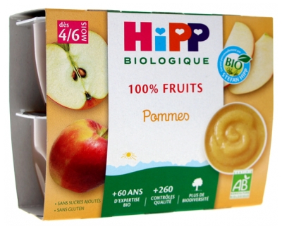 HiPP Manzanas 100% Fruta de 4/6 Meses Ecológica 4 Tarros