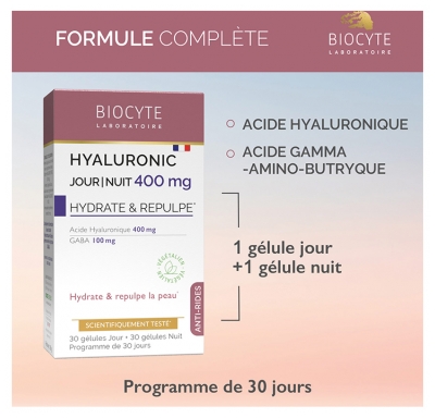 Biocyte Hyaluronic Jour/Nuit 400 mg Anti-Âge 24H 60 Gélules