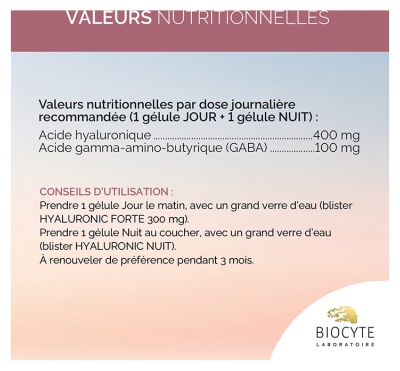 Biocyte Hyaluronic Jour/Nuit 400 mg Anti-Âge 24H 60 Gélules
