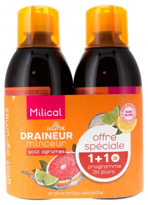 Milical Ultra Draineur Minceur Lot de 2 x 500 ml - Goût : Agrumes