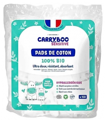 Carryboo Sensitive Biologische Katoenen Wattenschijfjes 150 Rechthoeken
