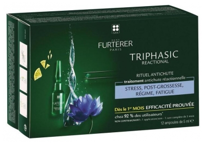 René Furterer Triphasic Reactional Traitement 2en1 Antichute & Pousse 12 Ampoules