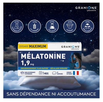 Granions Mélatonine 1,9 mg 30 Comprimés