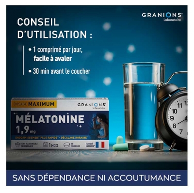 Granions Mélatonine 1,9 mg 30 Comprimés