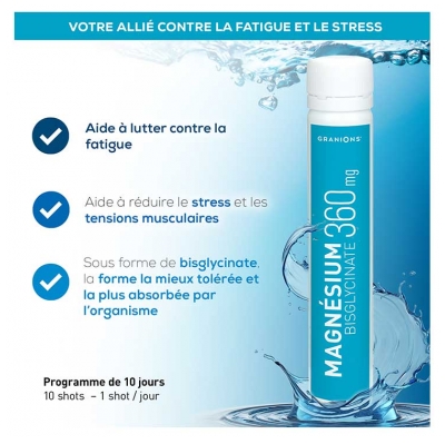 Granions Magnésium Bisglycinate 360 mg 10 Shots