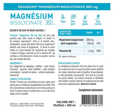 Granions Magnésium Bisglycinate 360 mg 10 Shots