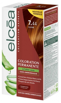 Elcéa Permanent Hårfarve med Aloe Vera 122 ml - Farve: 7.44 Kastanje