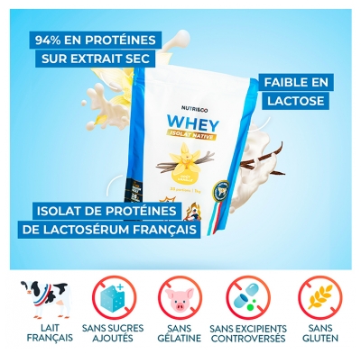 Nutri&Co Whey Isolat Native 900 g - Goût : Vanille