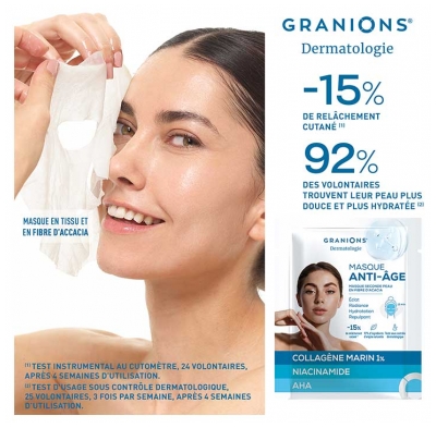 Granions Masque Anti-Âge Seconde Peau 2 Masques + 1 Offert
