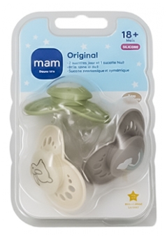 MAM 2 dabīgie Original sūcekļi + 1 nakts Original sūdeklis 18 mēneši un vecāki - Modelis: B?šs/pel?ks/za?š