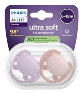 Avent Ultra Soft 2 Silicone Orthodontic Soothers 6-18 Months