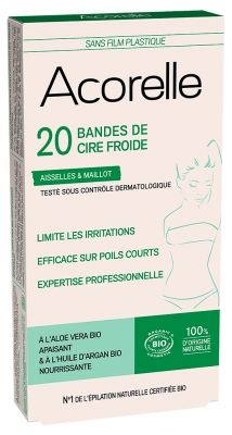 Bande de Ceară Rece Acorelle pentru Subraț & Zona Bikini Bio 20 Benzi