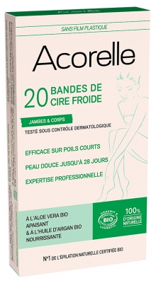 Acorelle Organic Cold Wax Strips for Legs & Body 20 Strips
