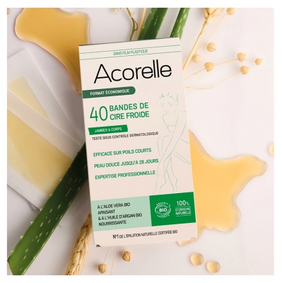 Acorelle Bandes de Cire Froide Jambes & Corps Bio 40 Bandes