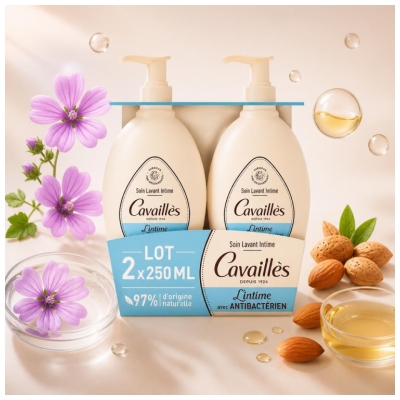 Cavaillès Antibakterinis intymios higienos prausiklis, 2 x 250 ml pakuotė
