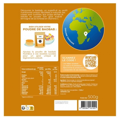 Nutri&Co Poudre de Baobab Bio 500 g