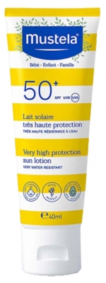 Mustela Leche Solar Muy Alta Protección Bebé-Niño-Familia SPF50 + 40 ml