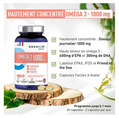 Granions Oméga 3 1000 mg 60 Capsules Molles