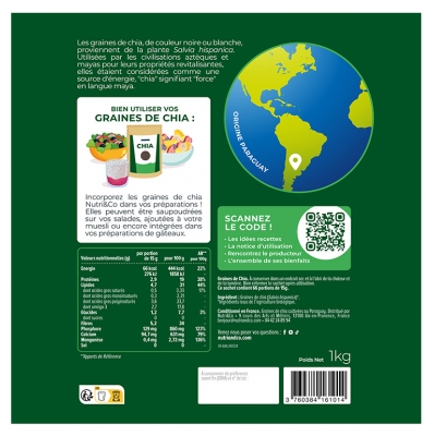 Nutri&Co Graines de Chia Bio 1 Kg