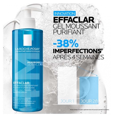 La Roche-Posay Effaclar Gel Moussant Purifiant Lot de 2 x 400 ml
