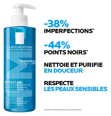 La Roche-Posay Effaclar Gel Moussant Purifiant Lot de 2 x 400 ml