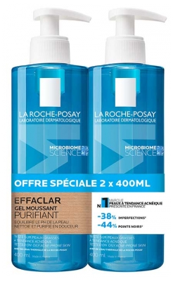 La Roche-Posay Effaclar Gel Moussant Purifiant Lot de 2 x 400 ml
