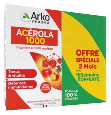 Arkopharma Acerola 1000 Opakowanie 2 x 30 Tabletek do żucia