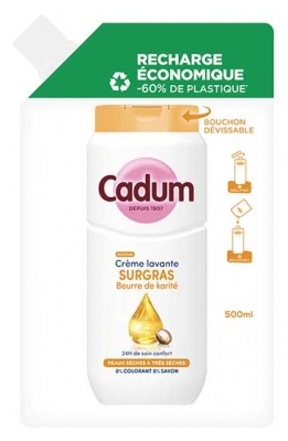 Cadum Crème Lavante Surgras Beurre de Karité Éco-Recharge 500 ml