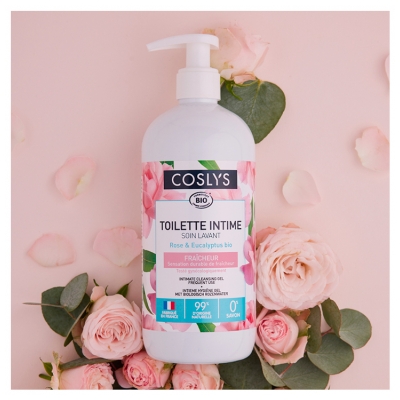 Gel de toaletă intimă Coslys cu Răcoare de Trandafir & Eucalipt Bio 500 ml
