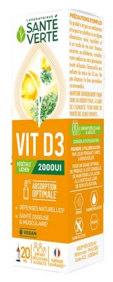 Santé Verte Vit D3 2000UI Végétale 20 ml