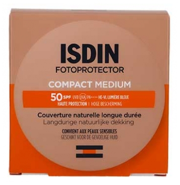 Isdin Fotoprotector Compacto Cobertura Natural Longa Duração SPF50 10 g - Tonalidade: Médio