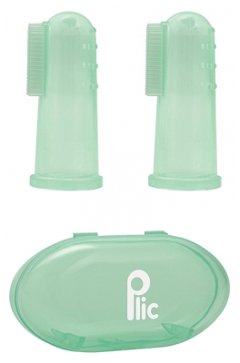 Plic Dental Escova de Dentes Silicone 3 Meses e + 2 Dedeiras - Cor: Verde