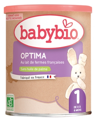 Babybio Optima 1 au Lait de Fermes Françaises de 0 à 6 Mois Bio 400 g