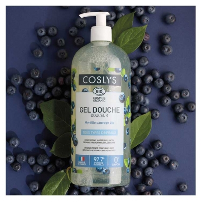 Coslys Gel Douche Douceur Myrtille Sauvage Bio 1 L