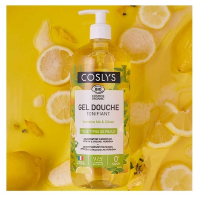 Coslys Gel de Duș Tonifiant Lămâie-Verbena Bio 1 L