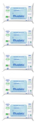 Mustela Kompostierbare, Parfümfreie Reinigungstücher Set mit 5 x 60 Tücher