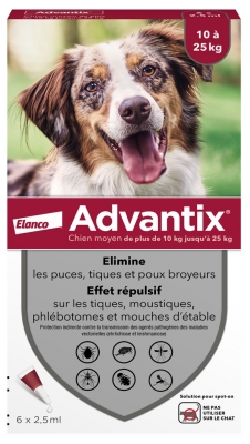 Advantix Šunims Vidutinio Dydžio 10-25 kg 6 Pipetės
