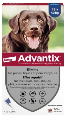 Advantix Grand Chien 25 à 40 kg 4 Pipettes