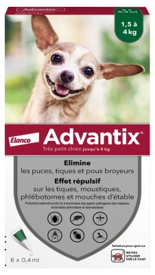 Advantix Très Petit Chien Jusqu'à 4 kg 6 Pipettes
