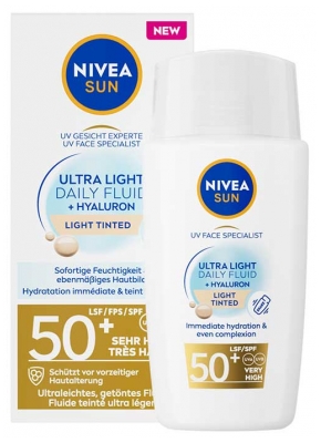 Nivea Sun Líquido Solar con Color SPF50+ 40 ml Especialista Facial UV - Tinte: Light