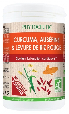 Phytoceutic Kurkuma Meidoorn en Rode Rijst Gist Organisch 60 Tabletten