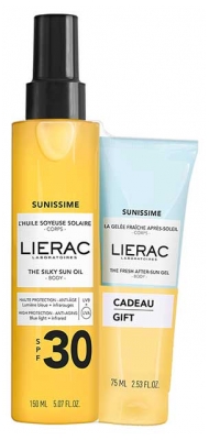 Lierac Sunissime Svilnato olje za telo za sončenje SPF30 150 ml + Svež gel za po sončenju za telo 75 ml (gratis)