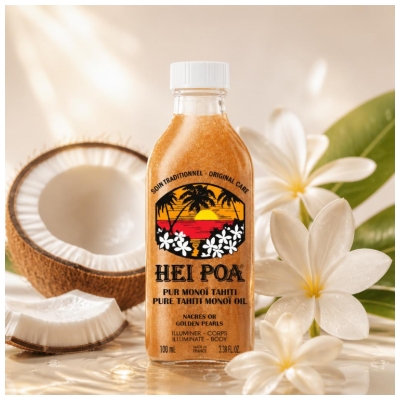 Hei Poa Pure Tahiti Monoi Oil Nacres Or 100 ml