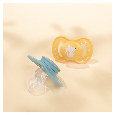 Luc et Léa Nature 2 Sucettes Anatomiques Téterelle Extra-Fine 18+ Mois - Modèle : Jeune Souris et Bleu
