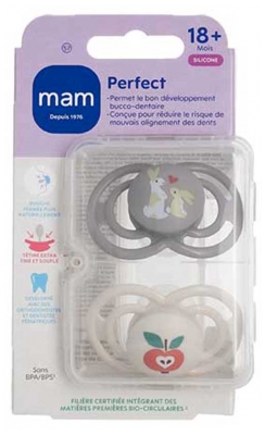 MAM 2 Soothers Perfect Animals 18 Months and + - Model: Rabbit and Pear