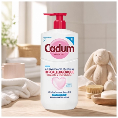 Cadum Gel Lavant Corps et Cheveux Hypoallergénique 1 L