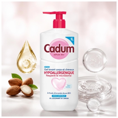 Cadum Gel Lavant Corps et Cheveux Hypoallergénique 1 L