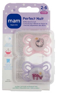 MAM 2 Chupetas Perfect Noite 2-6 Meses