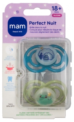 MAM 2 Lollipops Perfect Nuit Animaux 18 Mesi e Oltre - Modello: Pecore e rane
